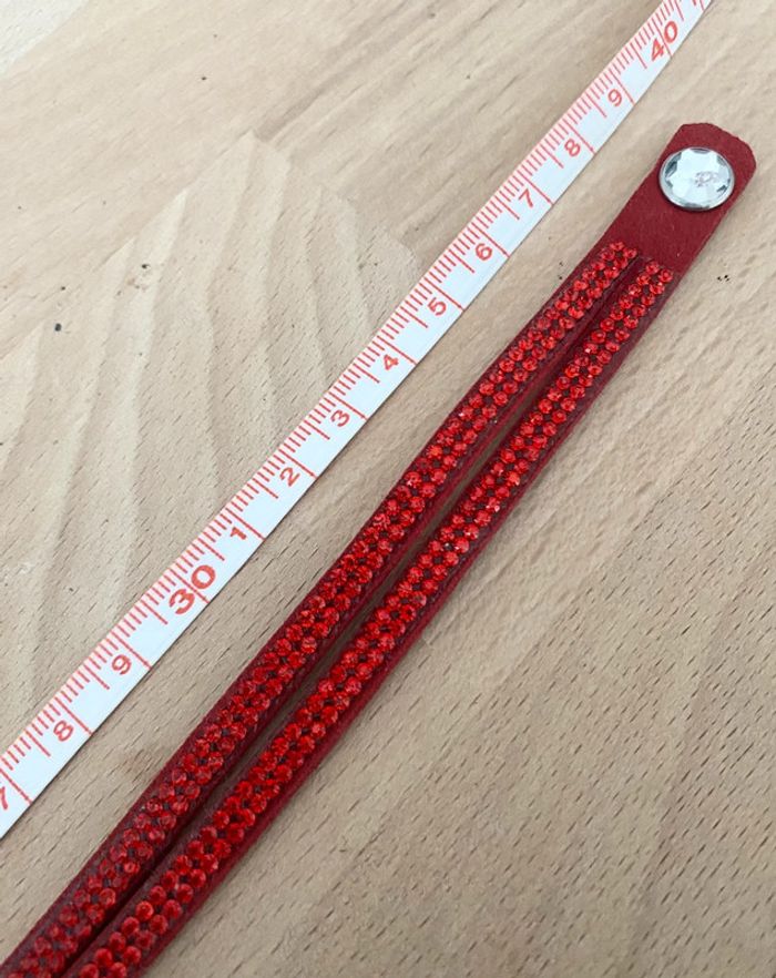 Bracelet double tour strass rouge - photo numéro 3