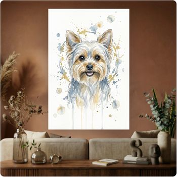 Affiche artistique “Chien Yorkshire Terrier” aquarelle décoration murale A3 Sans cadre