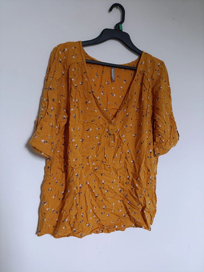 Top orange imprimé feuillage Blancheporte vintage