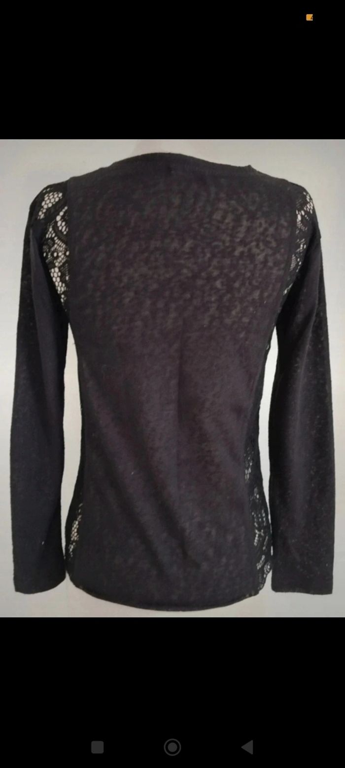 Sublime blouse manches longues noire avec dentelle Solange TU/38 - photo numéro 3
