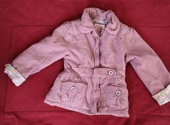Manteau, velours  rose  ,fermeture  ,intérieur  style  Polaire  ,poches  ,Sergent  Major  ,4 ans
