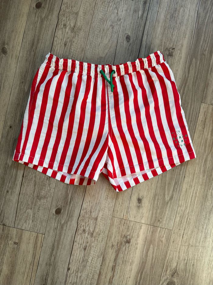 Short de bain rayé rouge et blanc 11/12 ans Zara