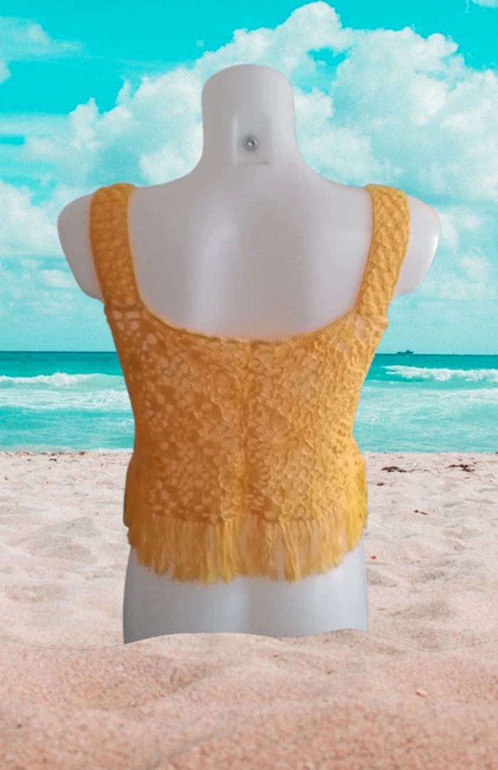 Top débardeur jaune coton majoritaire taille 38/40 - photo numéro 3