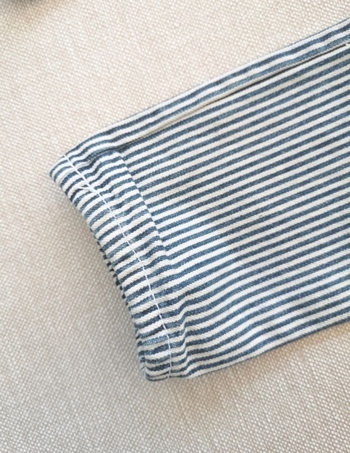 🌼Salopette neuve étiquetée Vertbaudet 2 ans coton mixte rayures marine/écru 🌊 - photo numéro 4