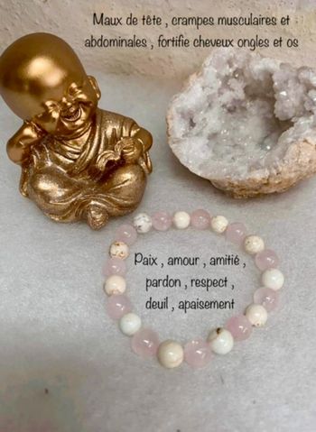 Ravel et quartz rose et magnésite 18,5 cm , lithothérapie