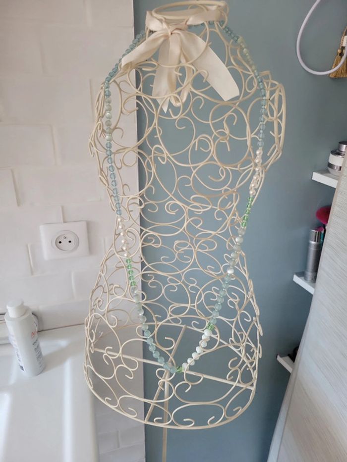 Collier sautoir couleur pastel turquoise perle adulte