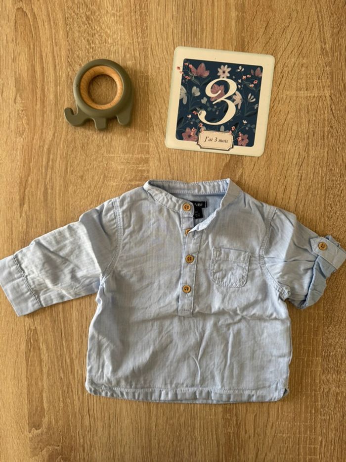 Chemise bleu ciel Kiabi 3 mois TBE