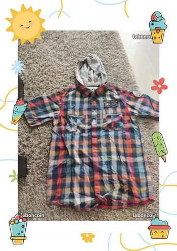 Chemisette avec capuche amovible Mexx 11 12 ans manches courtes à carreaux