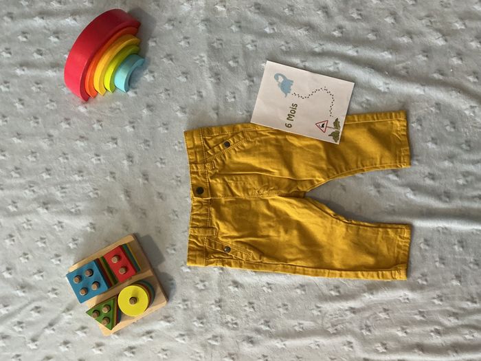 pantalon léger jaune obaibi 6 mois taille réglable - photo numéro 2