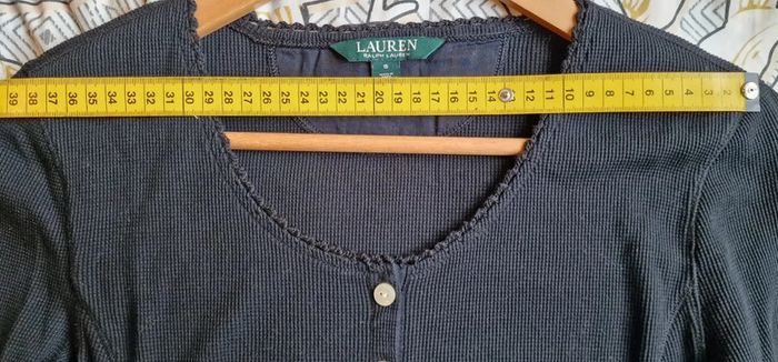 Robe mi longue noir en coton nid d'abeille Ralph Lauren taille S - photo numéro 10