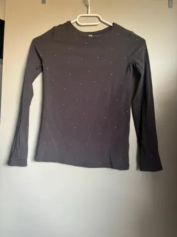 T-shirt manche longue à pois T:9-10 ans