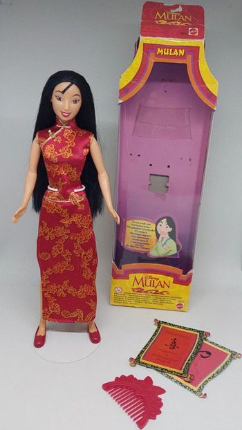 Poupée Mulan Robe Traditionnelle Chinoise Rouge De Disney Mattel en Boîte Asia