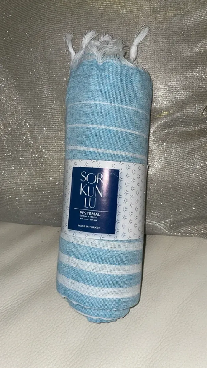 Fouta Pestemal turc Sor Kun Lu neuf - Serviette de plage / Hammam 100x180cm