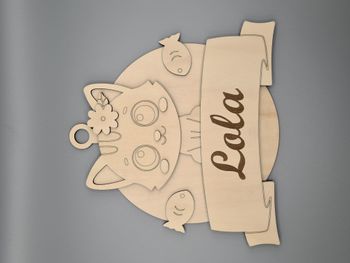🌸 Plaque de porte enfant – Motif Chat 🐱 🌸
