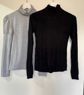 Lot de 2 sous pulls col roulé Femme Taille unique Noir et Gris