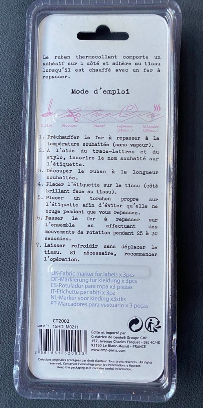 NEUF : Kit Marquage pour vêtement - 3 pcs - photo numéro 2