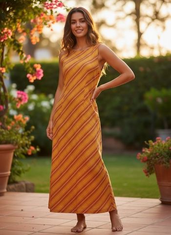 Robe longue Rayée "Vitaminée ". Taille 38

