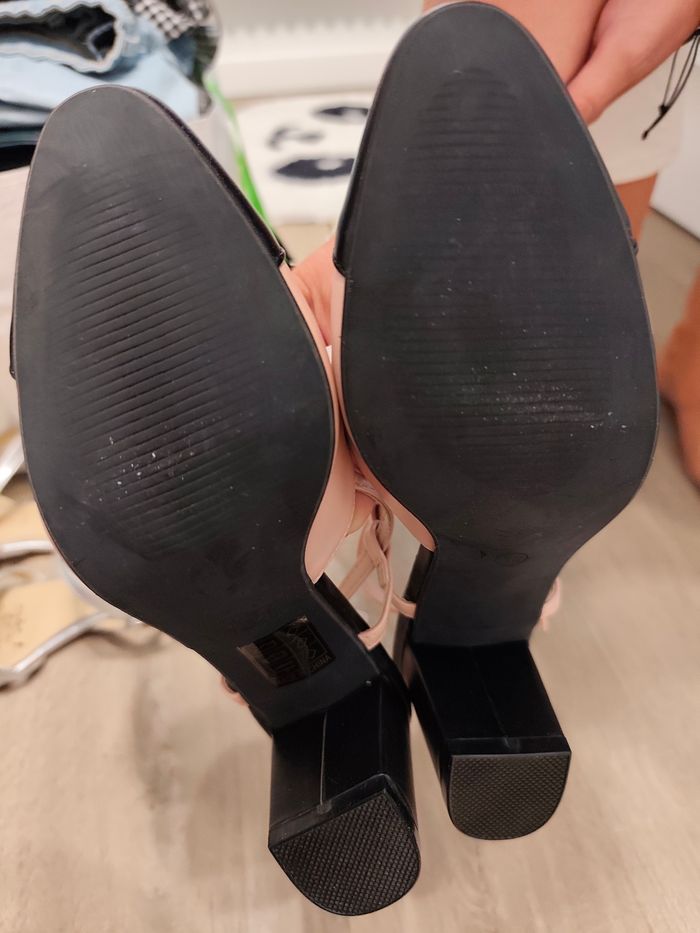 Sandales à talon rose et noir neuves 36 - photo numéro 6