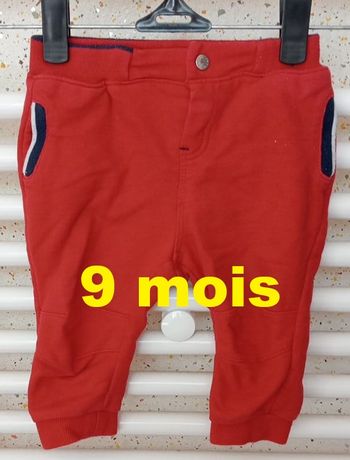 Pantalon de sport rouge bleu marine blanc Obaïbi Taille 9 mois