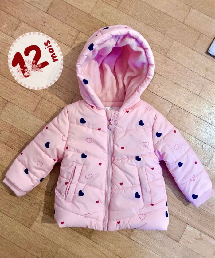 đź’– Jolie Doudoune Rose "Mes Petits Cailloux" - 12 mois