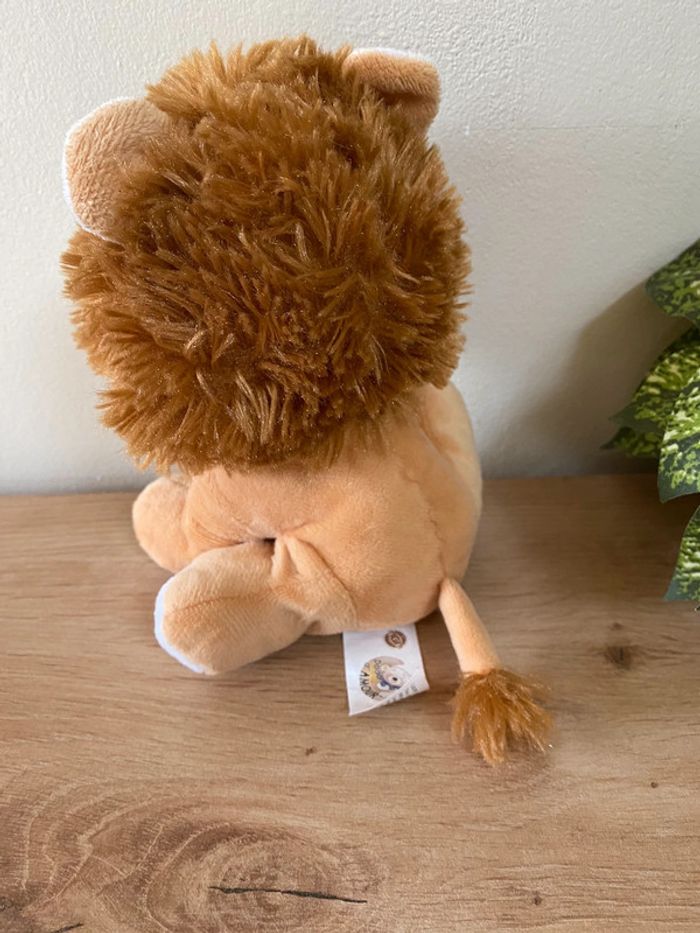 Doudou peluche lion beige blanc   marron yeux brillants  dodo d amour mgm - photo numéro 3