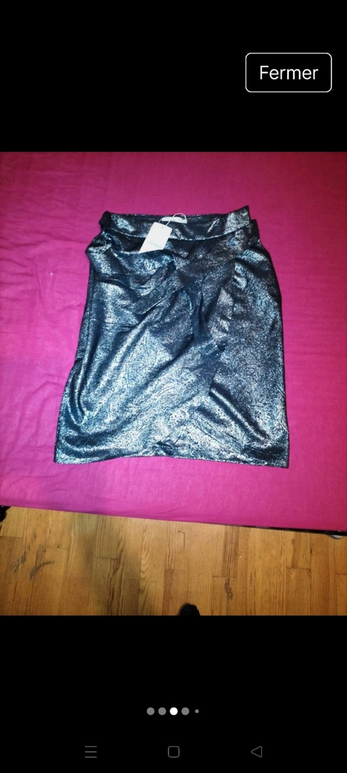 Jupe Naf Naf argenté taille 42 - photo numéro 3