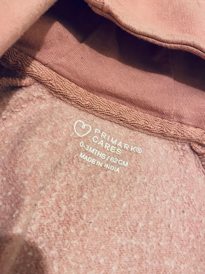 Gilet à capuche bébé 0-3 mois – Uni marron/terracotta – Très bon état - photo numéro 2