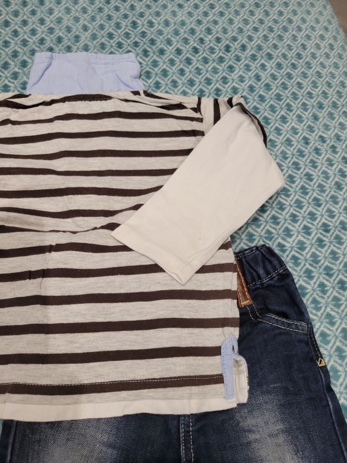Ensemble T-shirt manches longues + jean 18mois - photo numéro 3