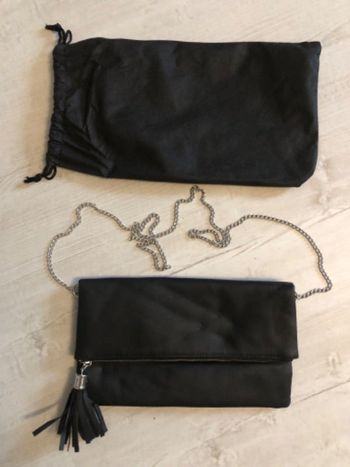 Sac/pochette de soirée noir chaînette argentée amovible NEUF