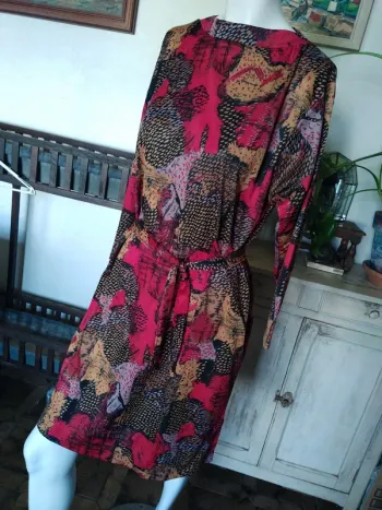 Robe vintage automne hiver rouge marron noir retro dress