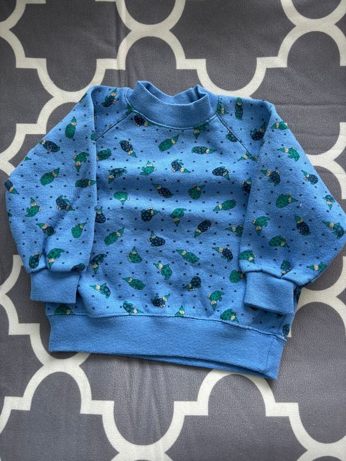 Sweat bébé bleu lutins gnomes vintage DPAM - photo numéro 1