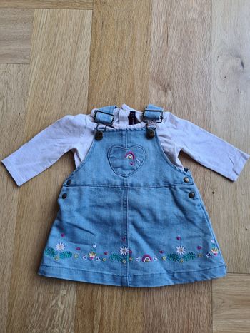 Robe salopette + T-shirt ML 3 mois