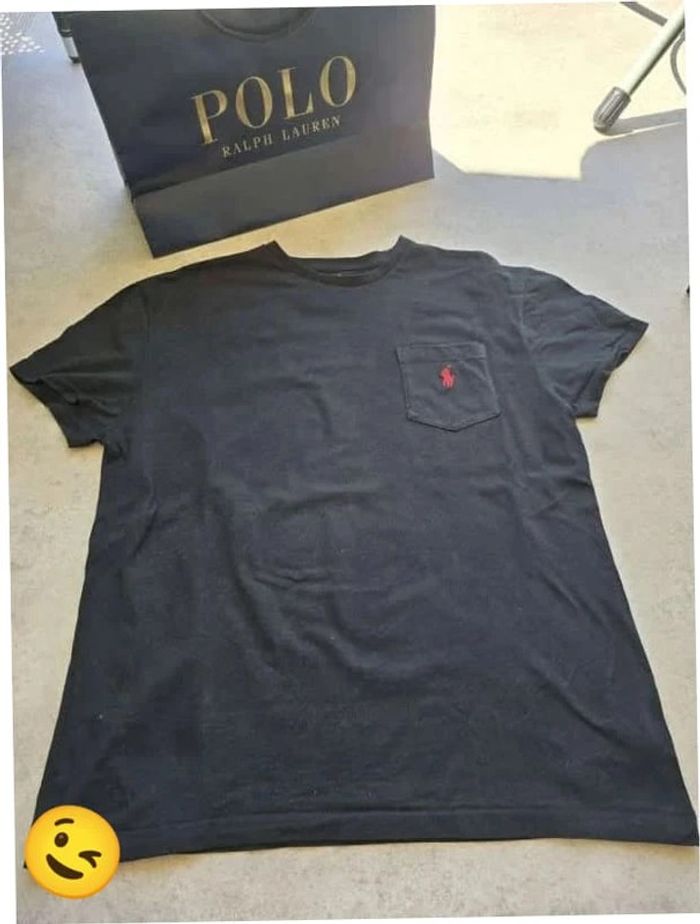 T-shirt Ralph Lauren S coupe col rond noir Homme Men tee108 - photo numéro 4