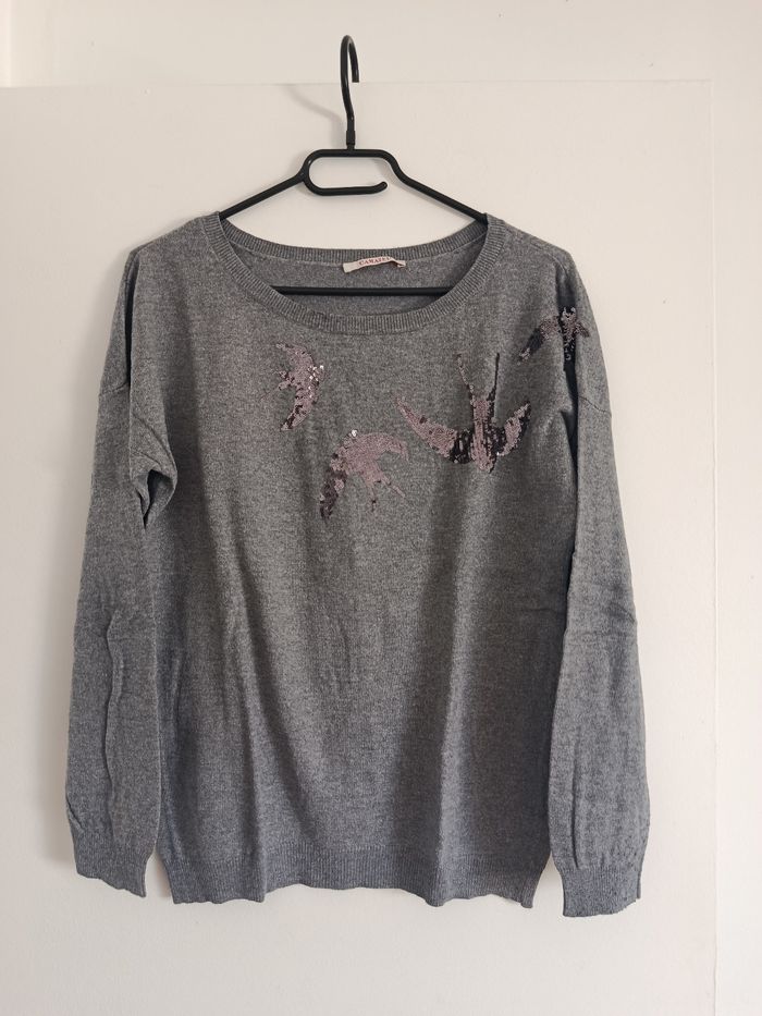 Pull gris Camaïeu