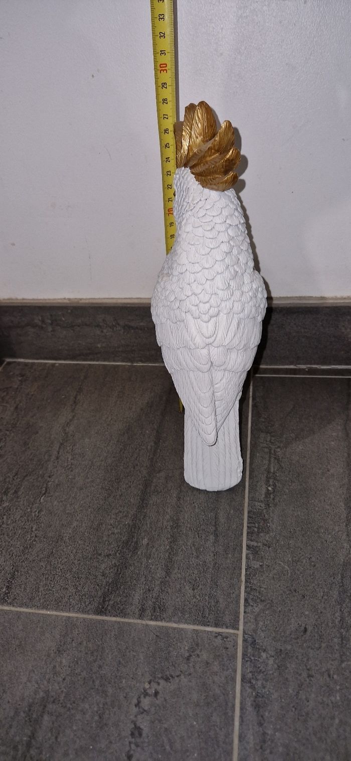 Statue/statuette perroquet blanc et doré - photo numéro 4