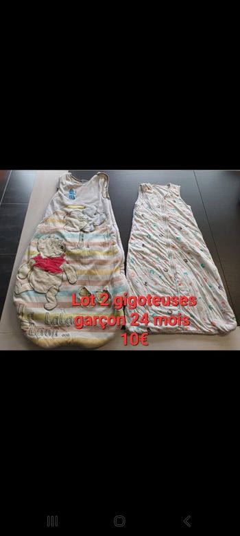 Lot 2 gigoteuses garçon 24mois