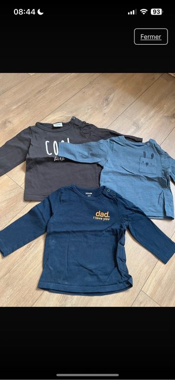 3 t shirts manches longues 6 mois