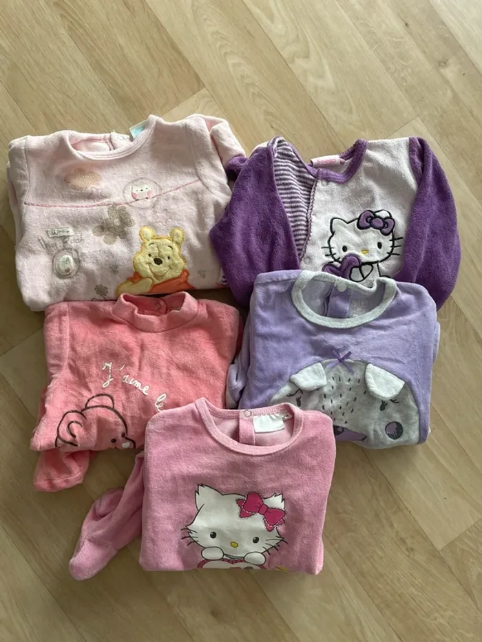 Lot 5 pyjama velours fille 6 mois
