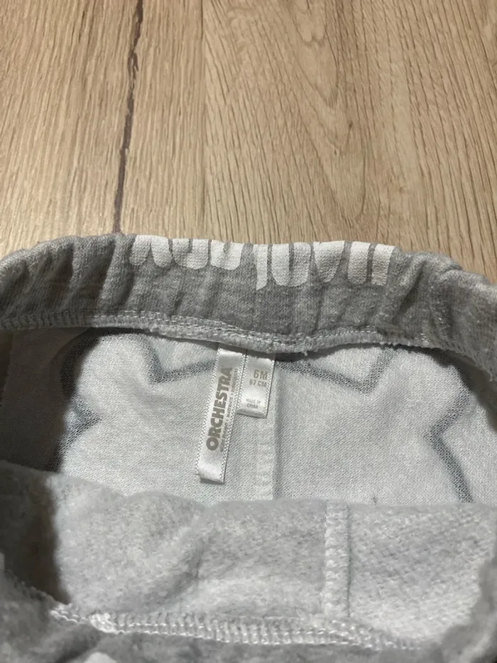 Pantalon jogging hiver molletonné gris panda bébé garçon 6 mois Orchestra - photo numéro 4