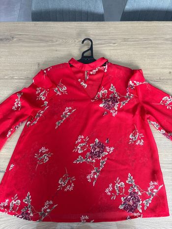 Blouse femme rouge fleuri