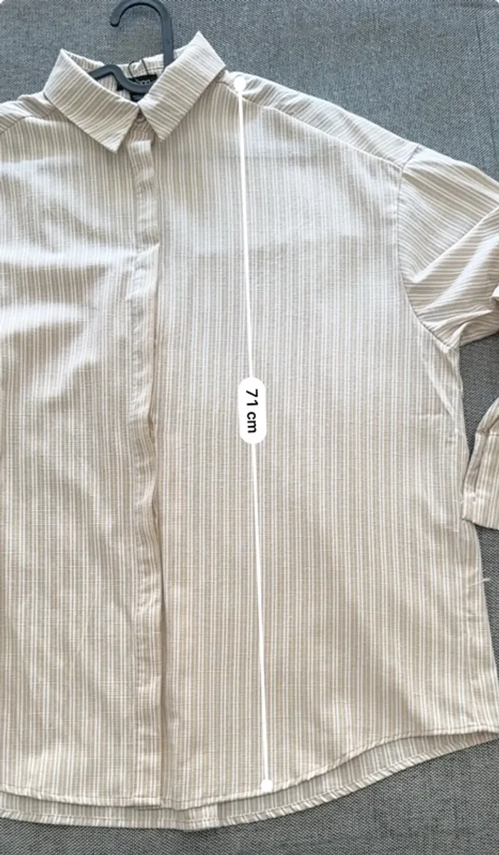 Boohoo – Chemise oversize rayée camel – Taille 38 / UK 10 - Neuf - photo numéro 6