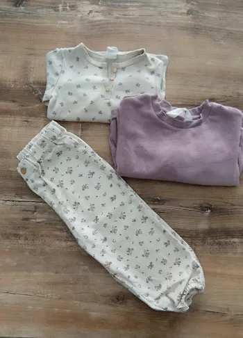 Lot fille pantalon, sweet et t-shirt côtelé h&m