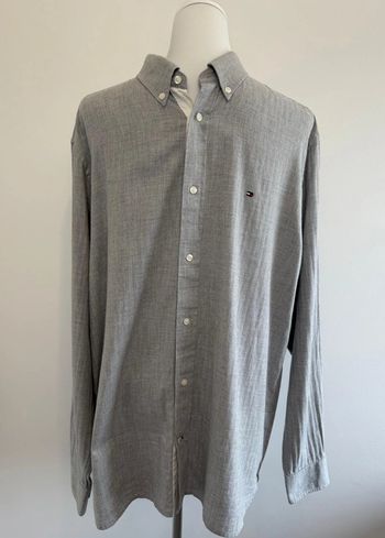 Chemise Tommy Hilfiger homme unie grise coton et cachemire taille XL