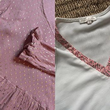 Chemisier rose doré + Blouse col brillant