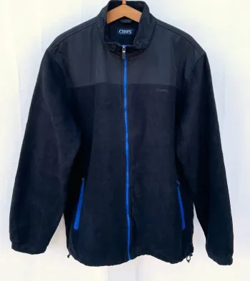 Chaps black fleece zip jacket Mens L