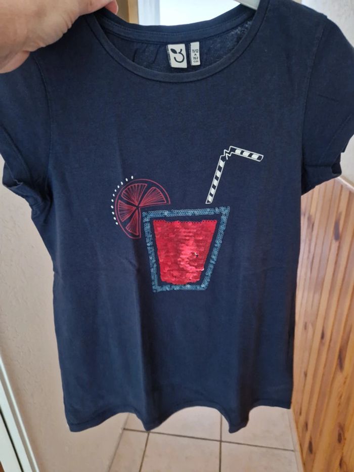 Tee-shirt fille 👧 sequins - photo numéro 3