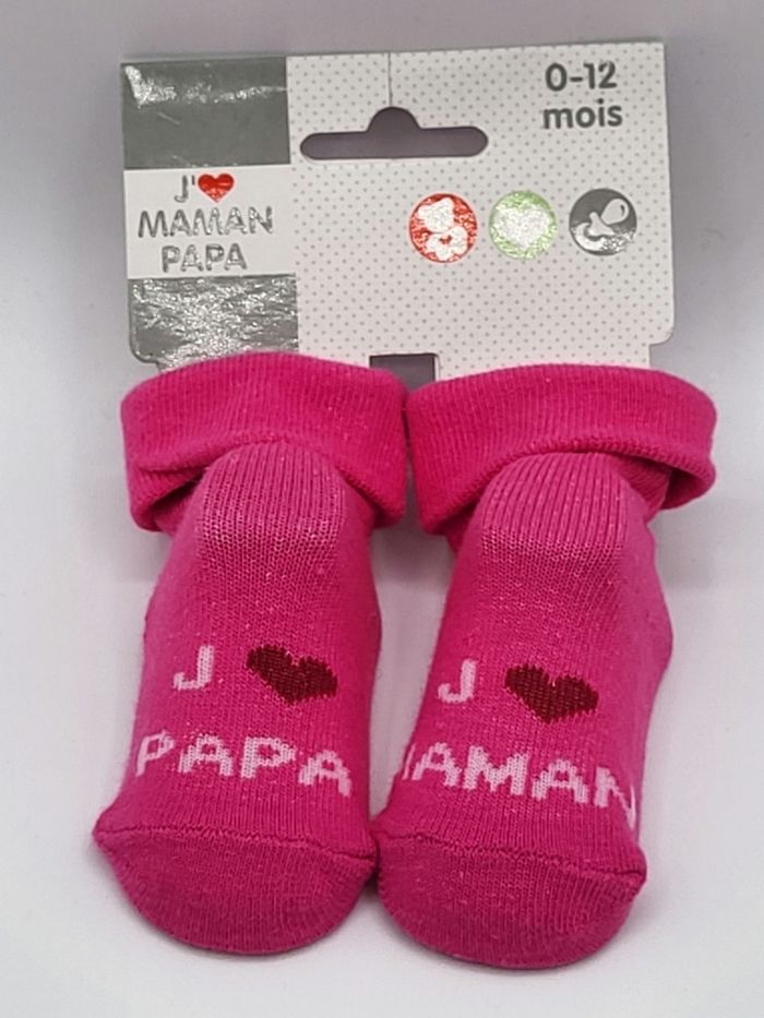 Chaussettes bébé J'aime papa maman 0-12 mois