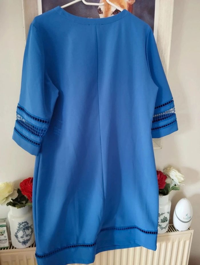 🌿Robe Bleue 3/4 Ajourée Création L,Taille 38/40🌿 - photo numéro 16