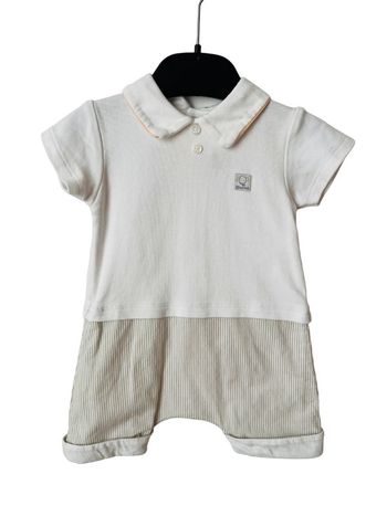 Combinshort écru et beige avec col polo - Absorba 3 mois