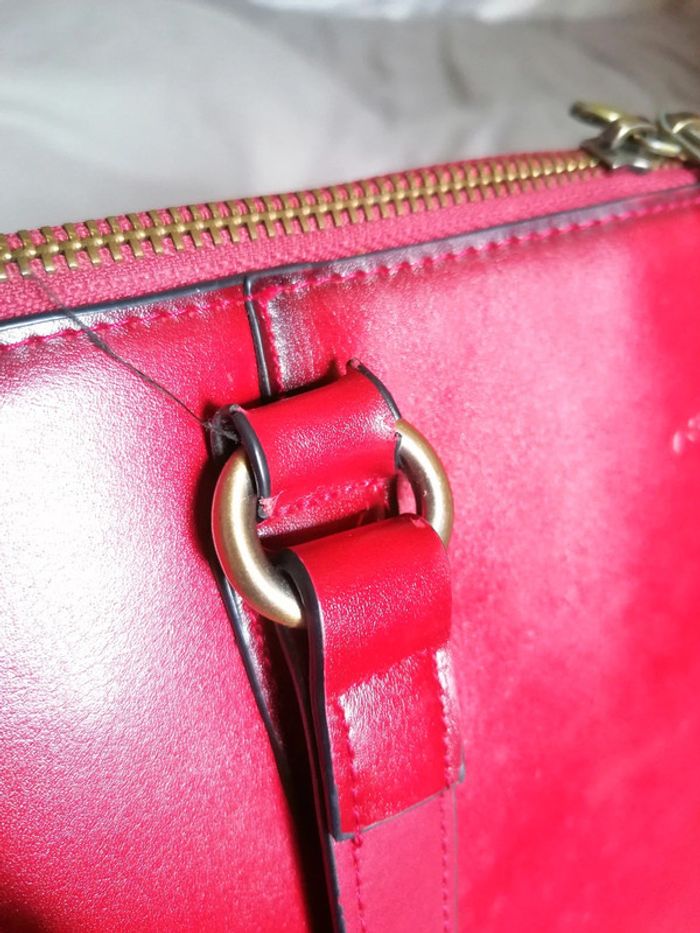 Sac vintage katana rouge cuir véritable. - photo numéro 8